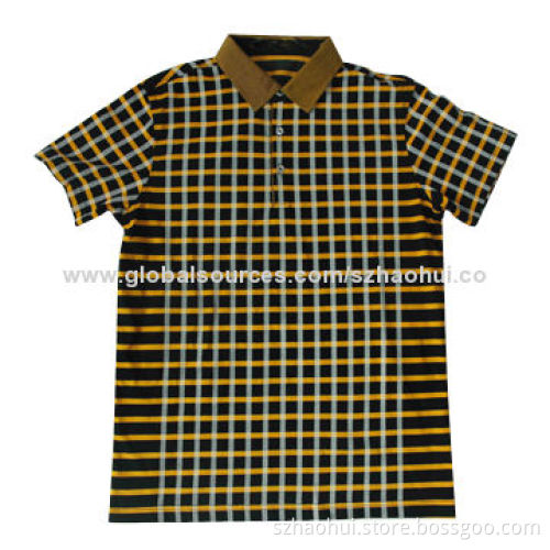 Men's Golf Polo Shirt, Made of 100% Mercerized Cotton Yarn Dyed Jersey, Customized Brand Accepted